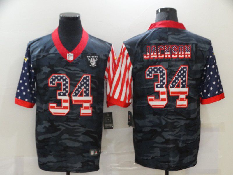 Men Oakland Raiders #34 Jackson Camouflage national flag Nike Limited NFL Jersey->los angeles rams->NFL Jersey